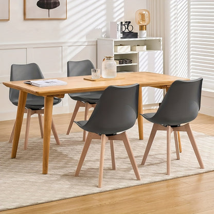Lot de 4 chaises de salle à manger, chaises de cuisine, chaises de salle à manger modernes, chaises design pour salle à manger, en bois massif et simili cuir, capacité de charge maximale 150 kilogrammes, pour cuisine et salle à manger