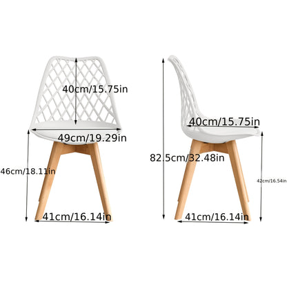 EGOONM Ensemble de 6 chaises de salle à manger, chaises de cuisine scandinaves - Design de dossier coquillage découpé, coussin en similicuir et pieds en bois de hêtre