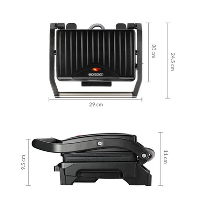 MONZANA® Grill Contact Antiadhésif Sécurité Verrouillage Cool-Touch Cuisine Électrique Grill Table Grill Sandwich Maker Panini Toaster 1500W Noir