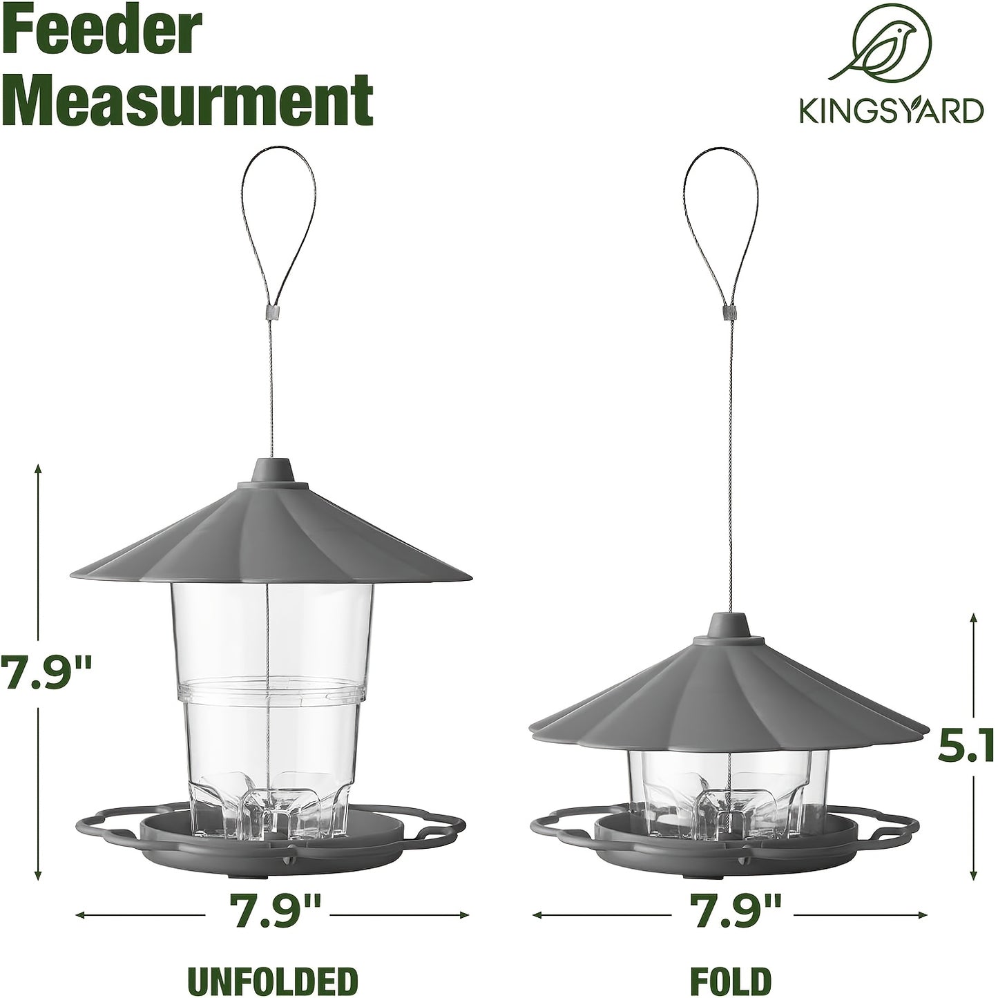 Mangeoire à oiseaux d'extérieur suspendue avec fil métallique robuste et auvent, mangeoire à oiseaux réglable en plastique, capacité de 820 ml, avec trous de drainage intégrés, conception coupe-vent, hauteur réglable, avec fil métallique robuste et auvent