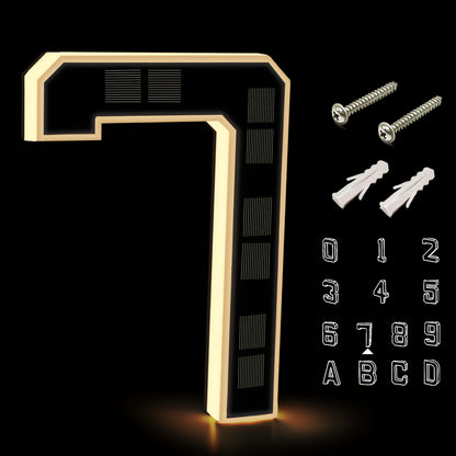 Panneau d'adresse solaire LED 23 cm, numéro de maison numérique LED, sans fil, installation facile, éclairage LED intelligent, idéal pour identifier les adresses de maisons ou de centres commerciaux