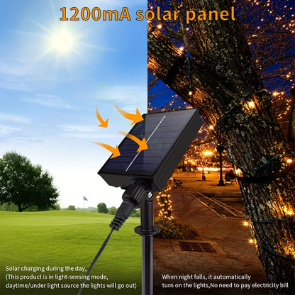 Guirlande Lumineuse Solaire Boule de Cristal 22M/12M 200 LED, 200LED/100LED Extérieur IP65, Lampe Solaire Extérieure, 8 Modes d'Éclairage, Lampe de Jardin Solaire, pour Jardin Patio Porche Décoration de Fête de Mariage Blanc Chaud