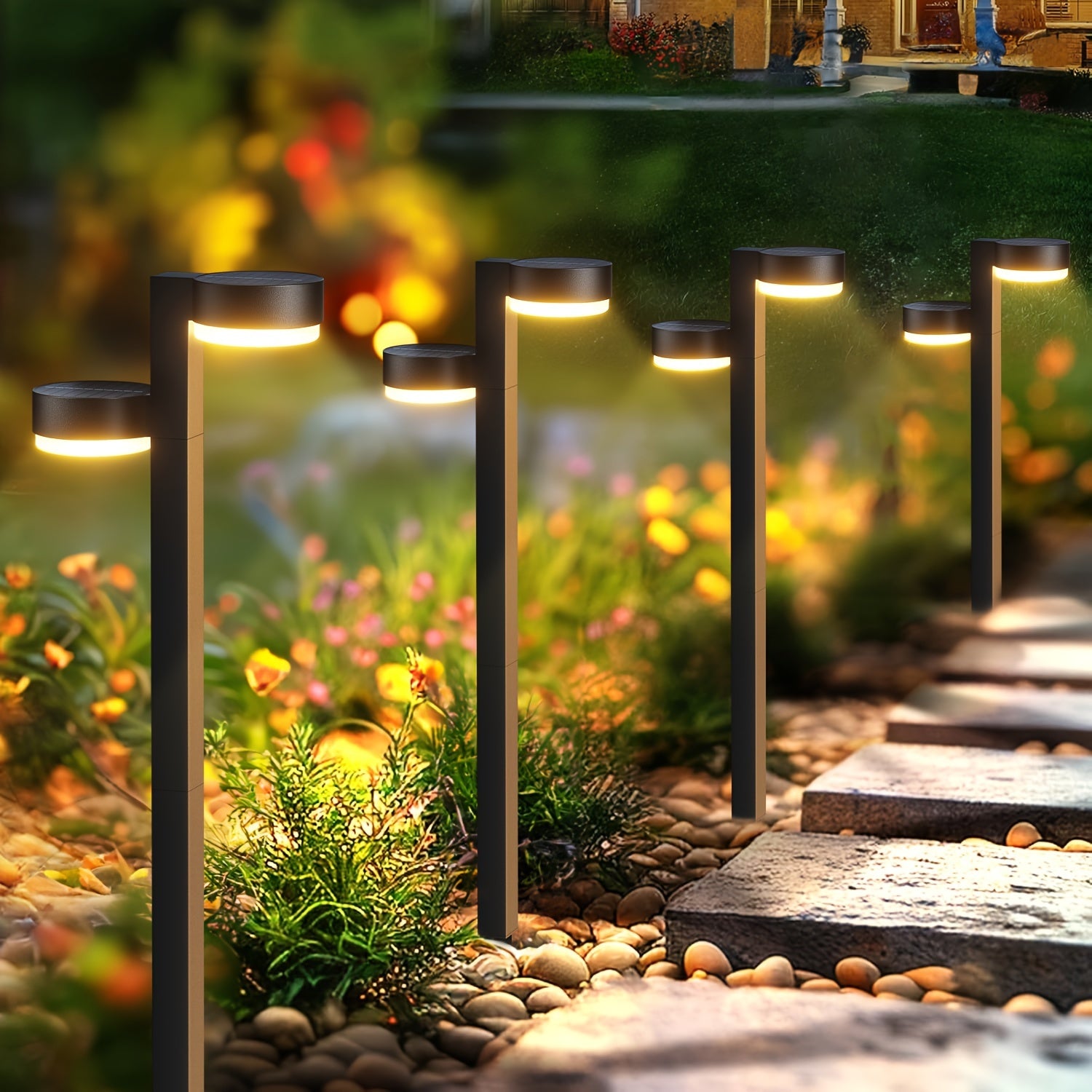 Lot de 4/8/12 Lampes Solaires d'Allée d'Extérieur, Lampes Solaires LED à Double Tête Extérieures Plus Lumineuses IPX5, 24 Perles LED, Lampes Solaires de Jardin Extérieures pour Cour, Allée, Paysage, Chemin, Allée de Voiture, Décorations de Noël à Énergie