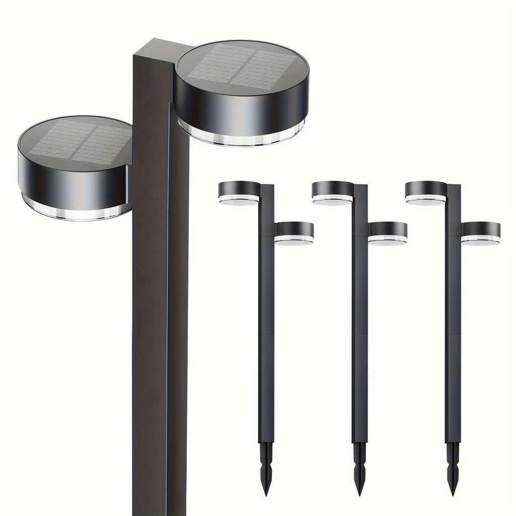 Lot de 4/8/12 Lampes Solaires d'Allée d'Extérieur, Lampes Solaires LED à Double Tête Extérieures Plus Lumineuses IPX5, 24 Perles LED, Lampes Solaires de Jardin Extérieures pour Cour, Allée, Paysage, Chemin, Allée de Voiture, Décorations de Noël à Énergie