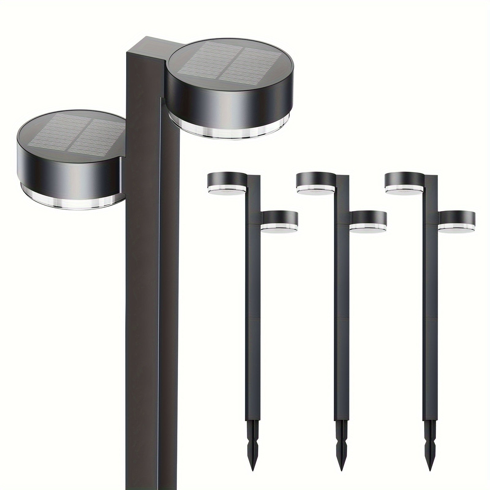 Lot de 4/8/12 Lampes Solaires d'Allée d'Extérieur, Lampes Solaires LED à Double Tête Extérieures Plus Lumineuses IPX5, 24 Perles LED, Lampes Solaires de Jardin Extérieures pour Cour, Allée, Paysage, Chemin, Allée de Voiture, Décorations de Noël à Énergie