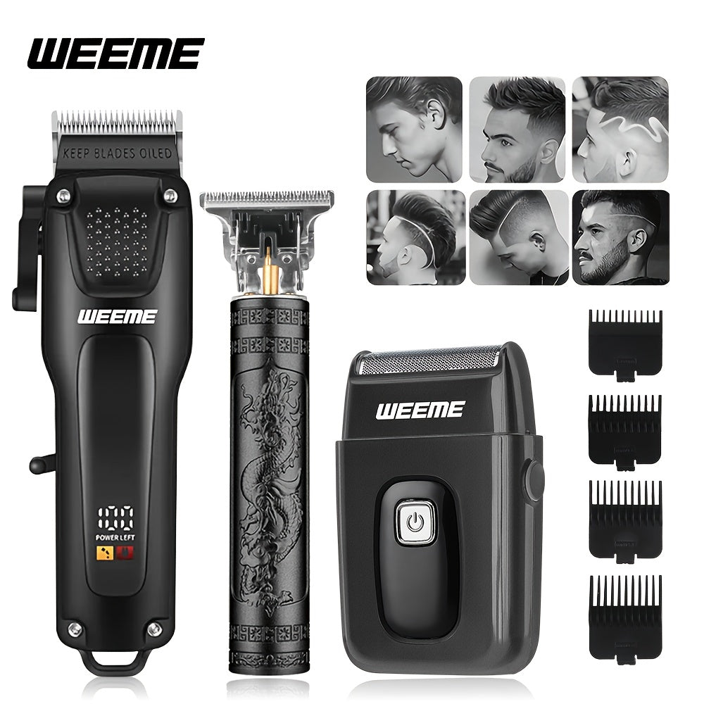 Le Cadeau Parfait pour la Saint-Valentin : Kit de Soins Capillaires Professionnel pour Hommes 3/4 pièces (Tondeuse à Cheveux), Tondeuse Professionnelle avec Tailleur en T, Rasoir et Nouveau Tailleur de Poils de Nez, Ensemble d'Outils de Coiffure avec Affi
