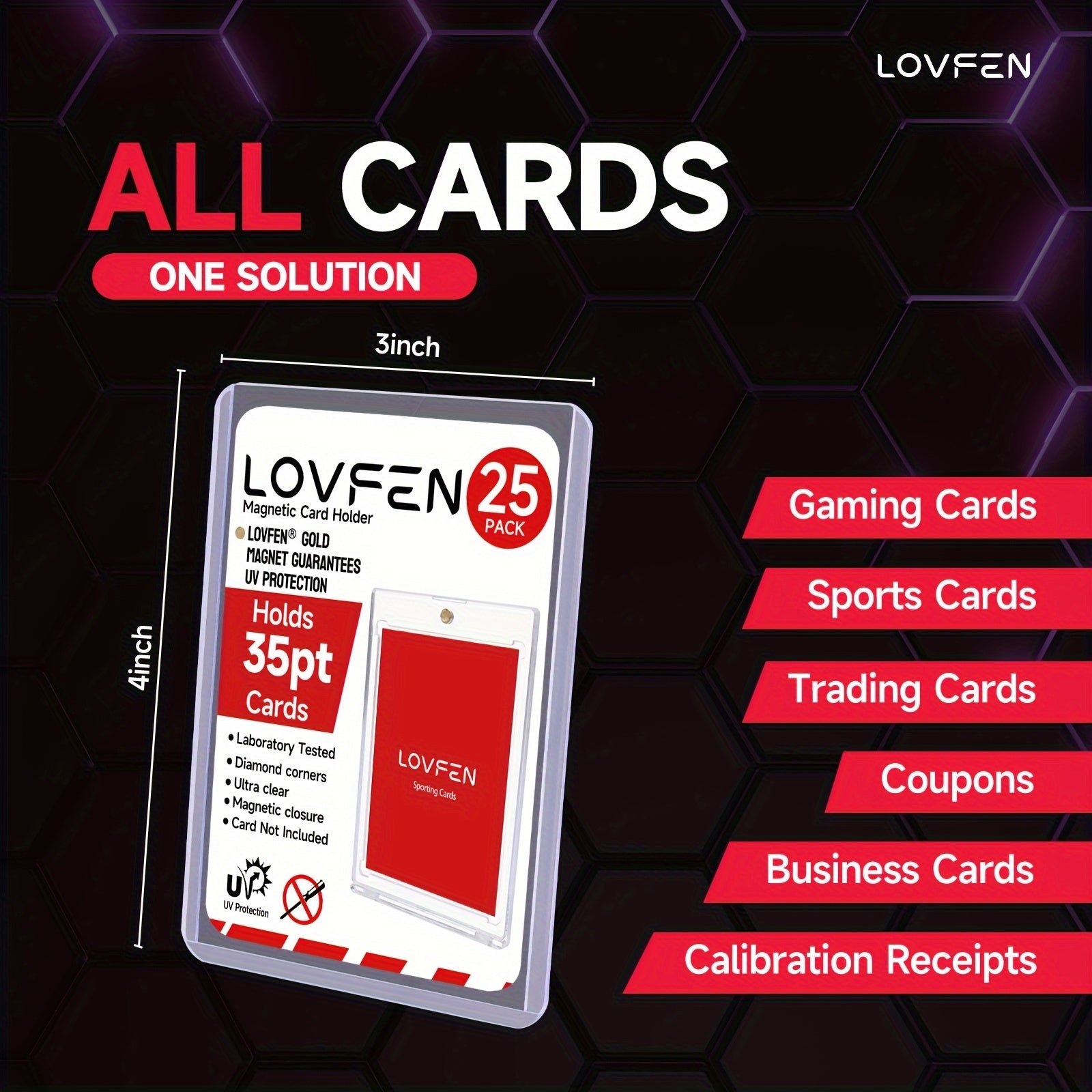 LOVFEN - 35pt Pochettes de  pour Cartes - Lot de 500 (20x25 Paquets) - Format Standard 7,62x10,16 cm - Protégez Vos Cartes de Baseball et Sportives avec Ces Pochettes en Plastique Dur Transparent