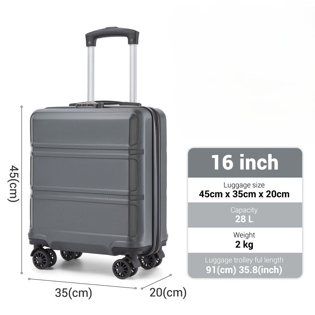 Valise Kono légère à coque rigide avec serrure à combinaison à 3 dials et 4 roues pivotantes robustes, Noire, Petite