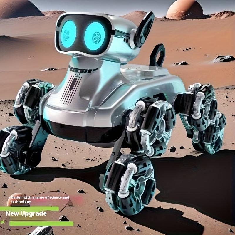 Robot Chien pour Animaux de Compagnie à 8 Roues Améliorées, Voiture de Cascade Intelligente pour Chien, Voiture d'Escalade Déformable à Double Contrôle par Gestes, Véhicule Tout-Terrain Jouet, Batterie à Double Alimentation, Cadeau de Vacances Préféré