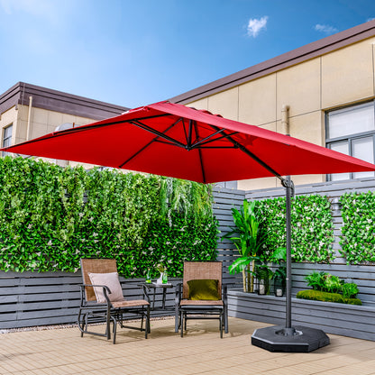 Parasol carré 300 X 300 cm, parasol de protection solaire avec cantilever rotatif à 360°, parasol de jardin inclinable, grand parasol de patio, parasol de marché pour jardins extérieurs, patios, cafés (Beige/Rouge/Café)