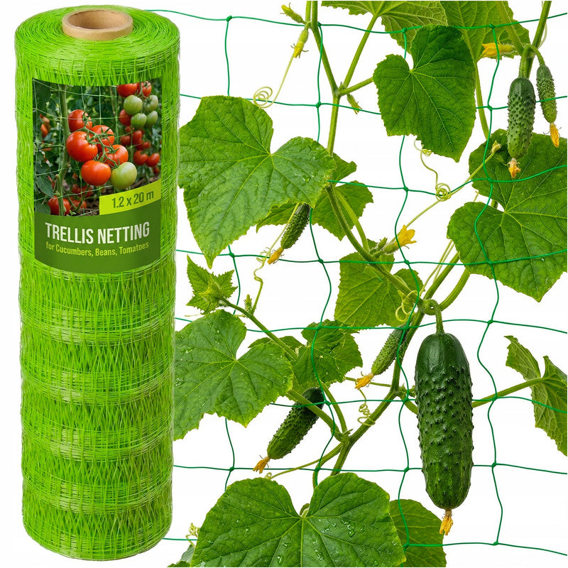 Garden Net for Climbing Plants 1.2×20M Support for Growing Cucumbers, Beans And Climbing Flowers, Durable Net with 15 × 17 Cm Mesh Ensuring Stable Plant Guidance in Vertical And Better Access to Light, Net for Cucumbers, Net for Tomatoes, Elastic Construc