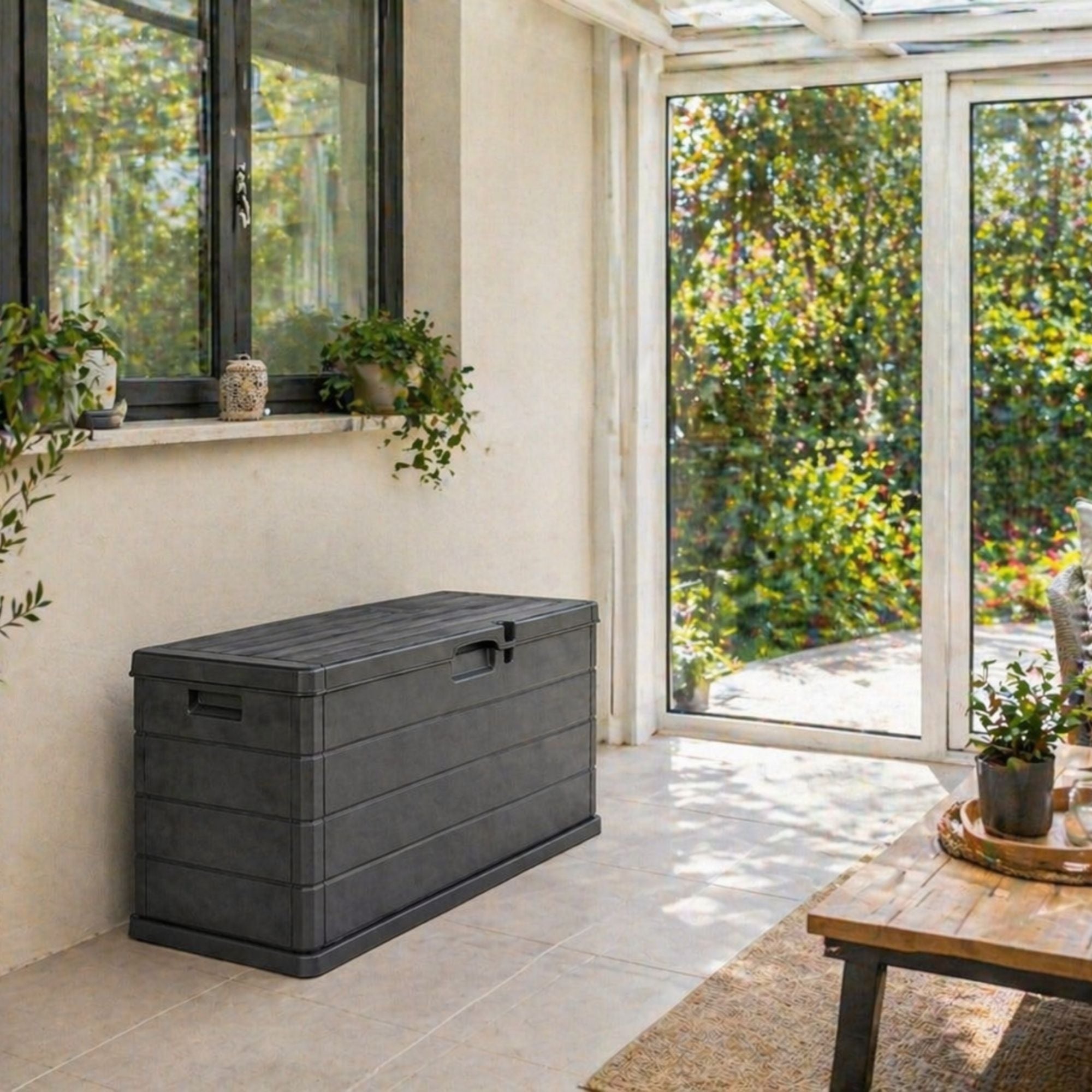 Achetez Banc de Jardin Étoile 340 Litres en Résine - Étanche, Facile à Assembler - Fermeture Verrouillable - 118X59X57H Cm - Banc de Rangement Extérieur Anthracite - Commande, Rangement