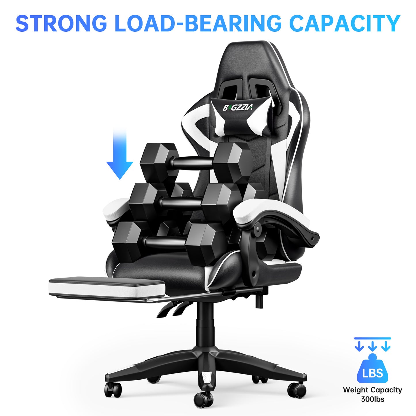 Gartistgo Chaise Gaming Ergonomique - Chaises Gaming avec Coussin Lombaire + Appui-Tête, Chaise de Bureau & Ordinateur Rehausseable pour Adultes, Filles, Garçons (Avec Repose-Pieds)