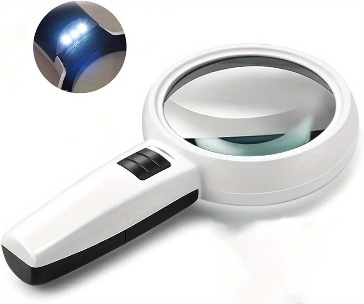 [Loupe LED Haute Définition] 10X Loupe à Main + Mini Loupe Pliante (Lot de 2 Pièces), Haute Définition et Puissance Élevée Avec LED et Lentille en Verre Double Couche, Diamètre 90/110mm, Adapté pour la Lecture des Personnes Âgées, l'Appréciation des Bijou