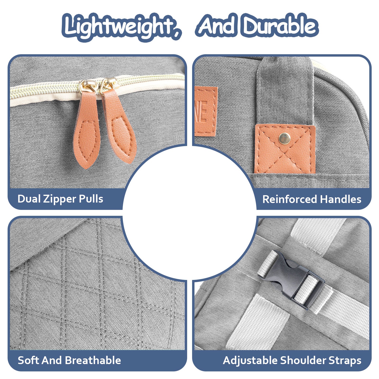 Sac de cheval pour maman GROVY, sac multi-poches avec plusieurs compartiments, sac à dos multifonctionnel décontracté pour l'extérieur, léger, grande capacité pour l'organisation des essentiels des couches