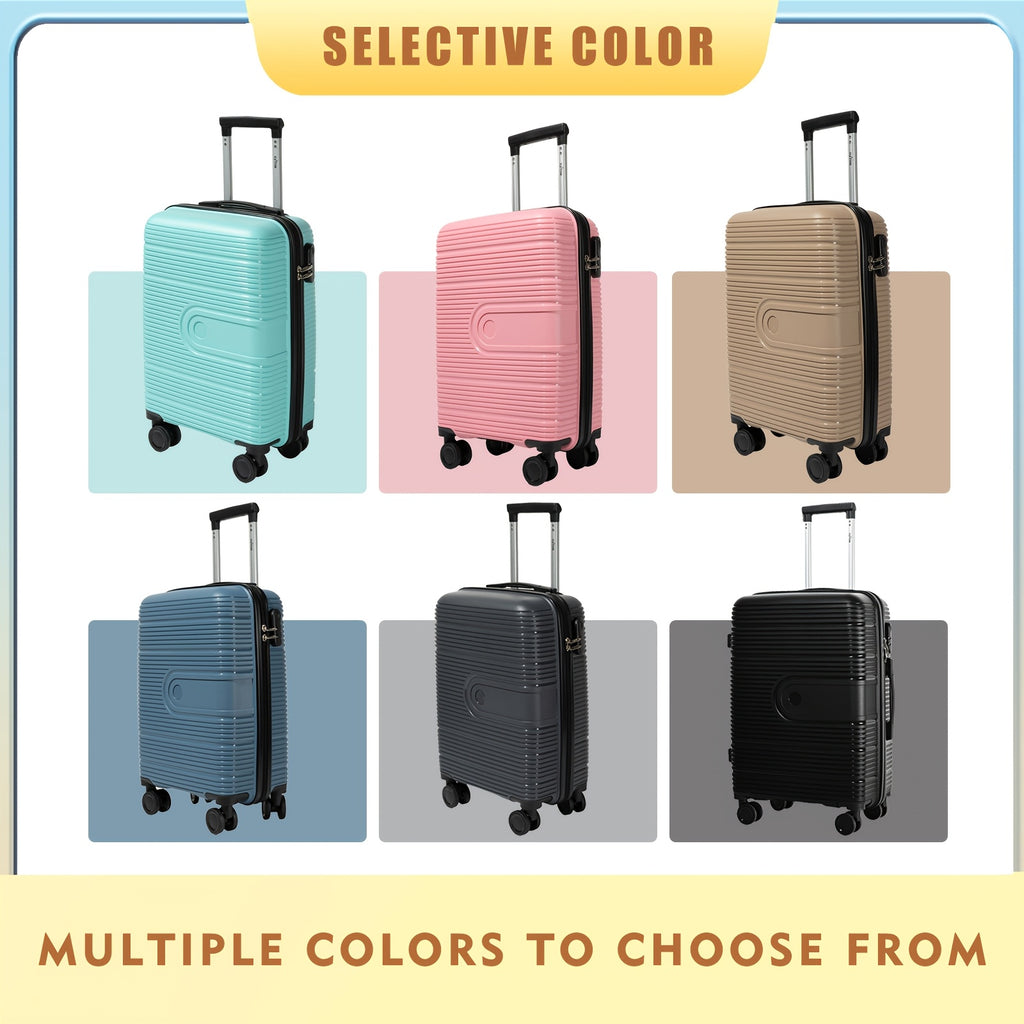 Valise PP de 20 pouces avec 6 couleurs vives, fermeture éclair lisse, sac en maille respirante, boucle fixe, cadenas à combinaison, levier réglable et roulettes à 360° pour un voyage pratique