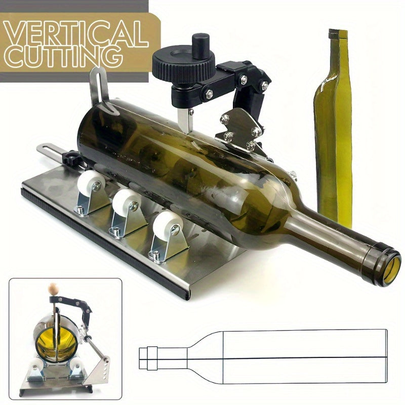 Kit de coupeur de bouteilles en verre, outil métallique multifonction pour le façonnage courbe, rond et col de bouteille, accessoires projet DIY avec foret à verre, papiers de verre, gants, fournitures de nettoyage