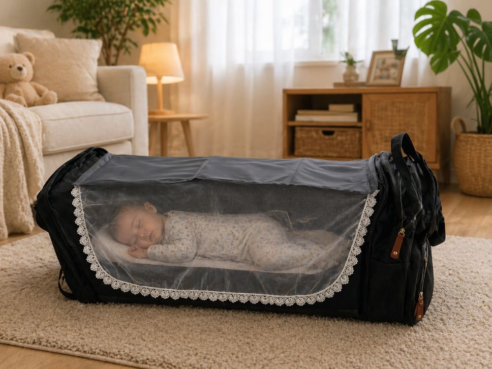 Sac à dos Maman avec lit et USB, Sac à dos multifonctionnel pour parents avec organisateur, Grand sac à dos de voyage avec fonction lit pour enfants, Sac à dos pratique pour la marche et les voyages, Lit pliable avec matelas, Sac à dos quotidien spacieux