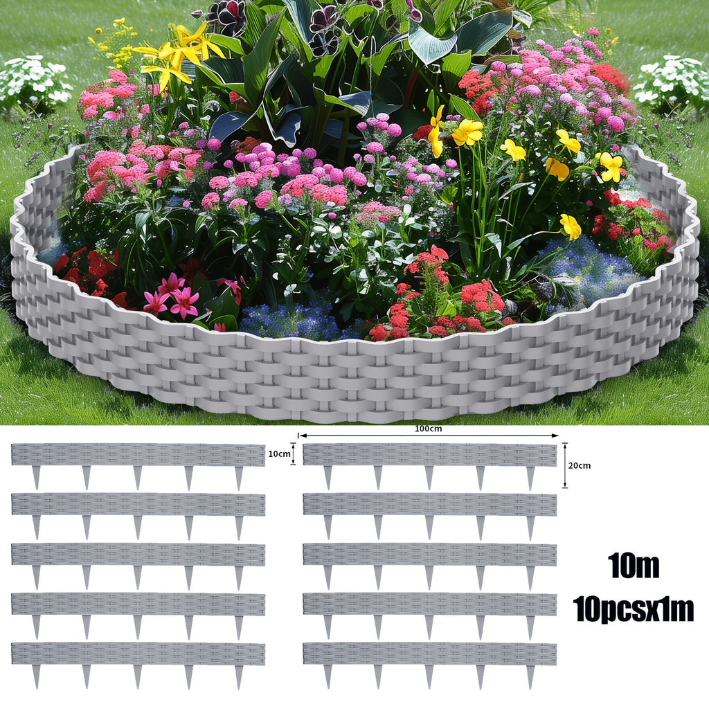 Bordure de pelouse en plastique aspect rotin Homelive 5/10 m, bordure de parterre aspect rotin, bordure de tonte pliable et flexible pour jardin