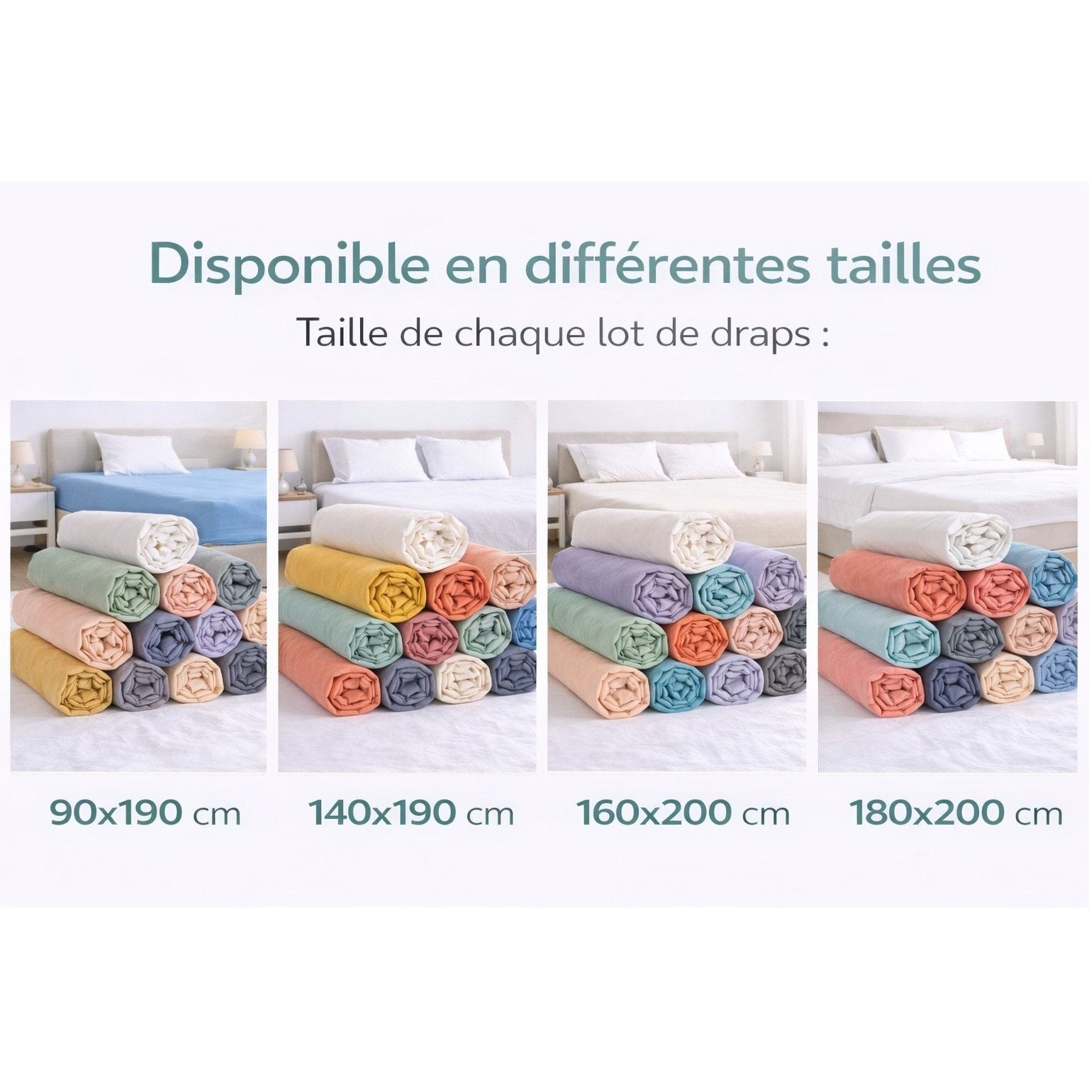 Lot de Draps Housse 100% Coton 57 Fils – Tissage Résistant, Toucher Frais, Couleurs Aléatoires
