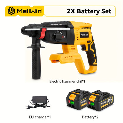 Perceuse-visseuse à percussion sans fil 1680W, moteur brushless, 4 vitesses, multifonction (perçage/démolition/burrinage), pour béton, acier, brique et bois, professionnelle pour usage domestique et industriel, avec foret