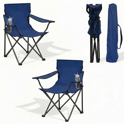 Chaise de jardin pliante Sunula, capacité 140 kg, chaise pliante d'extérieur stable avec porte-gobelet, tissu Oxford 600D, pour patio, balcon, terrasse, jardin - Sac de transport assorti inclus (1/2 pcs)