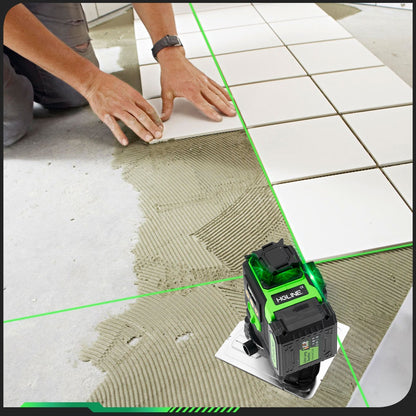 1 Ensemble Niveau Laser 16 Lignes 360 Nivellement Automatique, Outil de Niveau Laser à Ligne Croisée Verte 4X360° pour la Construction et la Suspension de Tableaux, Niveau Laser 4D avec 2 Batteries Rechargeables