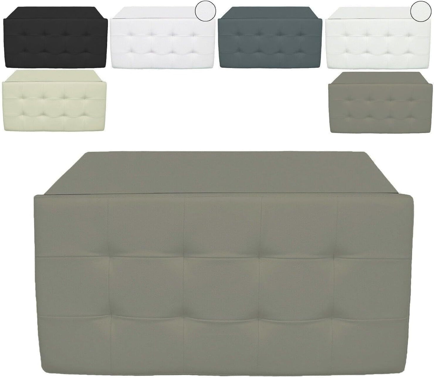 Pouf repose-pieds de rangement Cecaro Group, coussin d'appoint, coffre banc matelassé capitonné, plusieurs couleurs