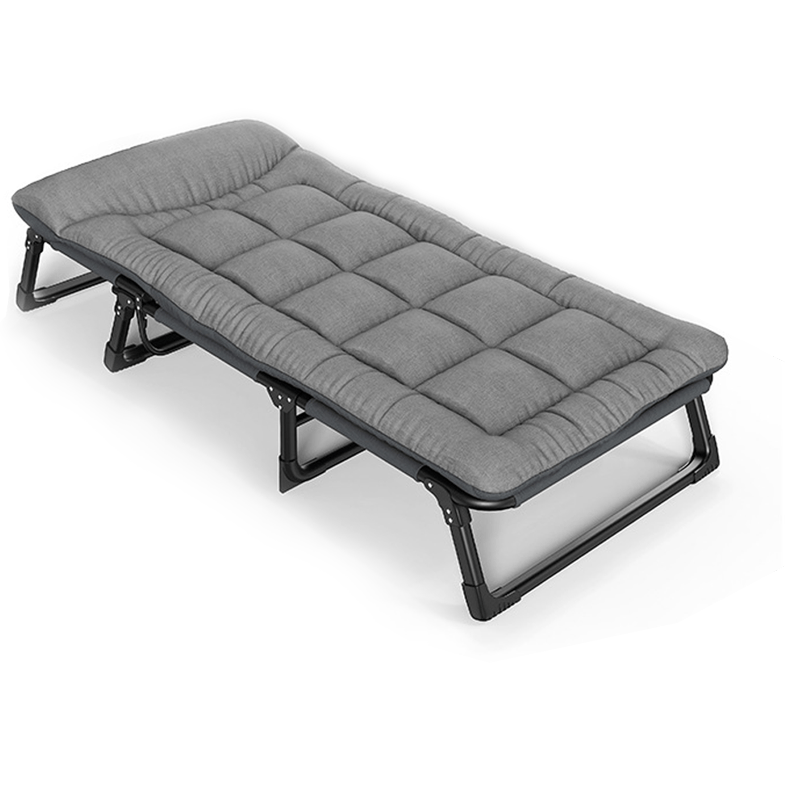 Lit pliant avec matelas moelleux - Lit portable et réglable pour une utilisation intérieure/extérieure, cadre à 4 positions, capacité de poids maximale 440 lb (200 kg) pour camping, chambre d'amis, camping-car, literie de dortoir