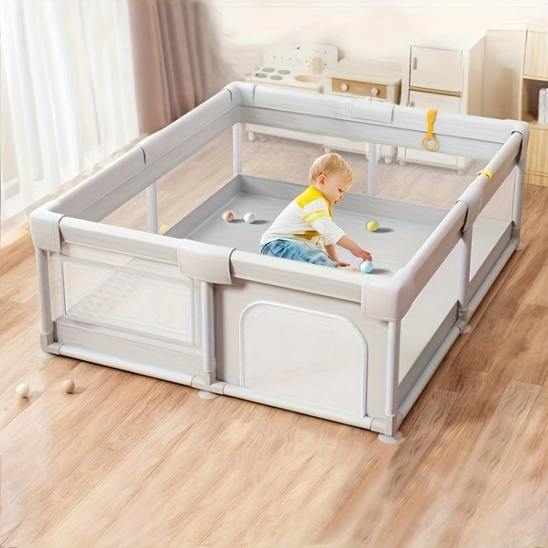 1pc Parc pour Enfants avec Mousse, Barrière de Sécurité Fixe et Respirante en Plastique Résistant, Centre d'Activités Sûr Intérieur/Extérieur, Aire de Jeu Durable à Base Antidérapante
