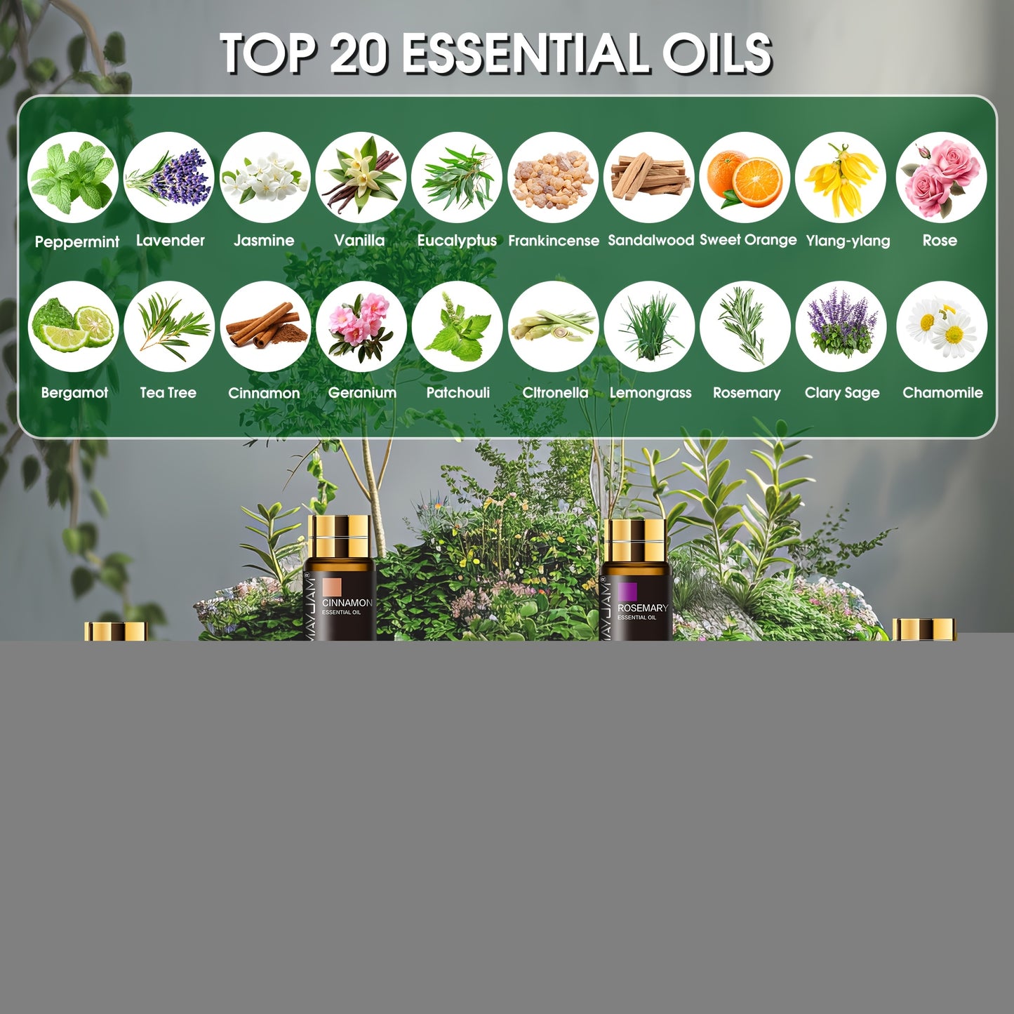 MAYJAM Kit Cadeau de 20 Huiles Essentielles 5ml pour Diffuseurs, Humidificateur et Fabrication DIY Bougies – Soutien Mood & Idéal comme cadeaux d'occasion : Saint-Valentin, Anniversaire, Mariage, Halloween, Pâques, Thanksgiving, Noël