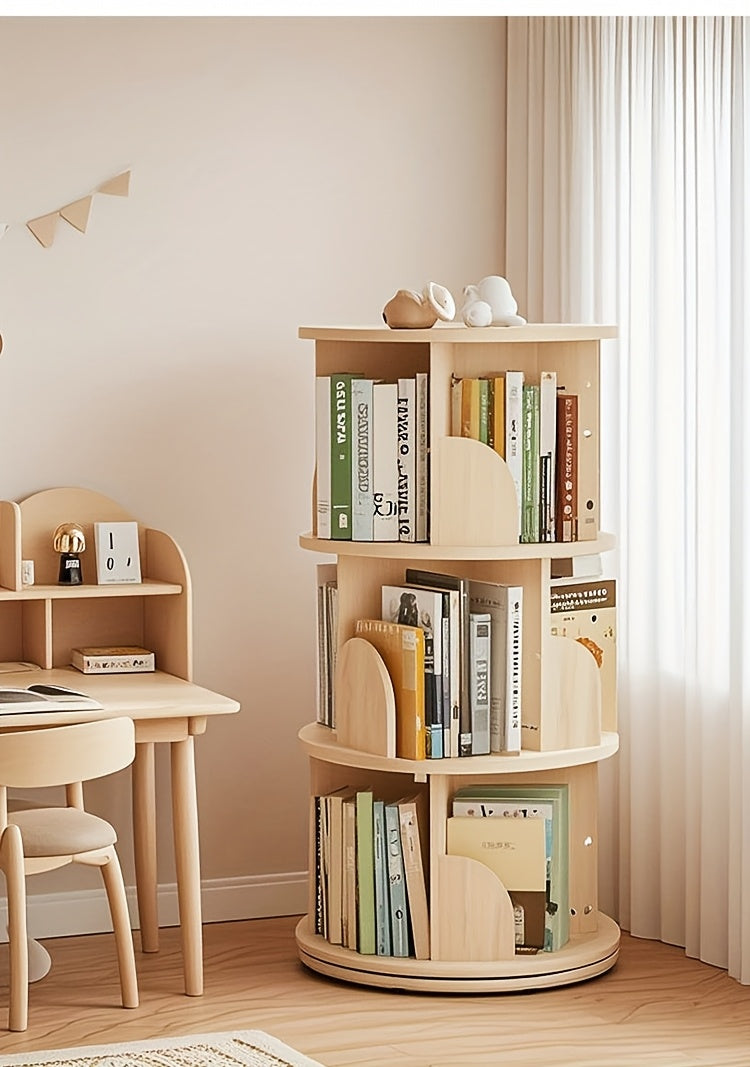 Étagère à livres rotative à 360°, 1 pièce, 3/4/5 niveaux, diamètre 46×H160cm, étagère de rangement peu encombrante pour salon, chambre, bureau, design moderne