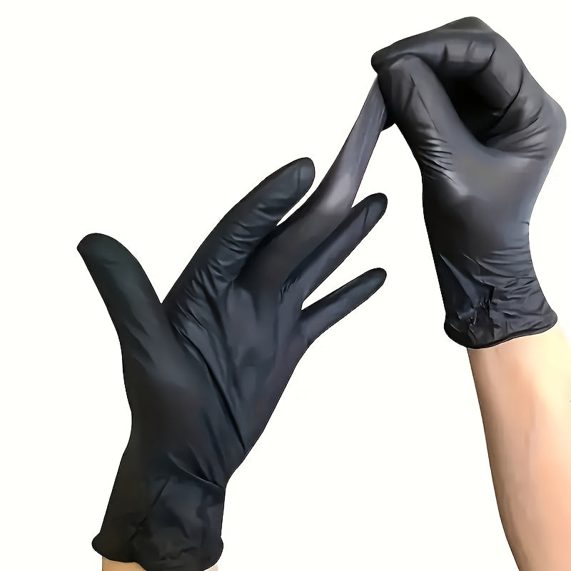 50 gants jetables en nitrile noir, gants de nettoyage robustes adaptés aux tatouages, salons de beauté, salles de bains et aux tâches de nettoyage, avec une conception épaissie et sans latex