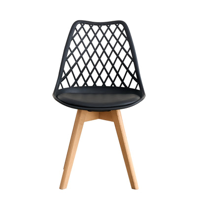 EGOONM Ensemble de 6 chaises de salle à manger, chaises de cuisine scandinaves - Design de dossier coquillage découpé, coussin en similicuir et pieds en bois de hêtre