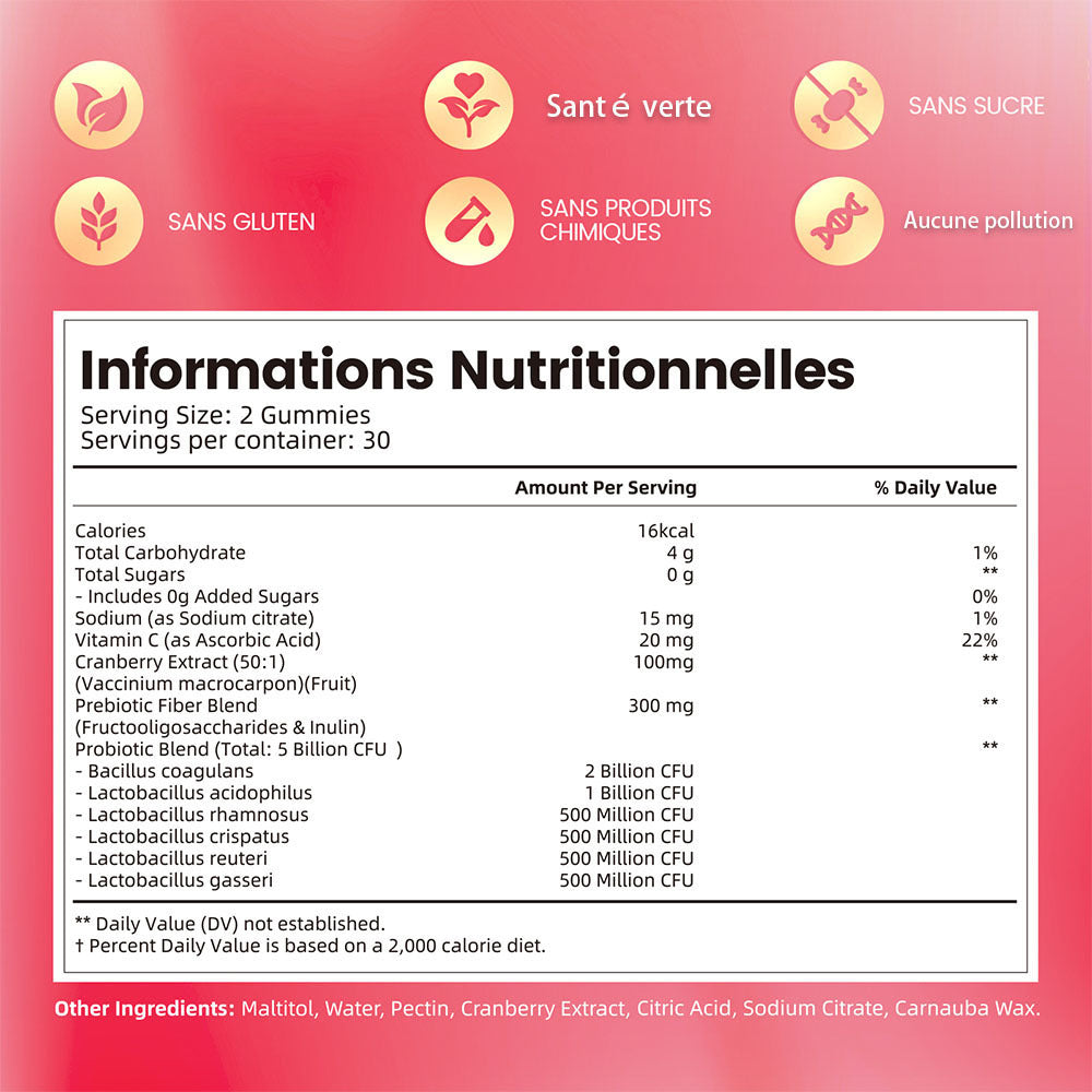 VIVONU Female Probiotic Fudge, contient des canneberges et des prébiotiques, probiotiques pour femmes, 60 gélules de Fudge