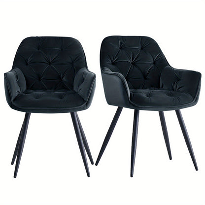Lot de 2/4/6 Chaises de Salle À Manger Avec Assise Rembourrée En Velours Épais, Pieds En Métal, Accoudoirs Et Dossier ; Chaise D'Angle Pour Salon Ou Pièce À Vivre