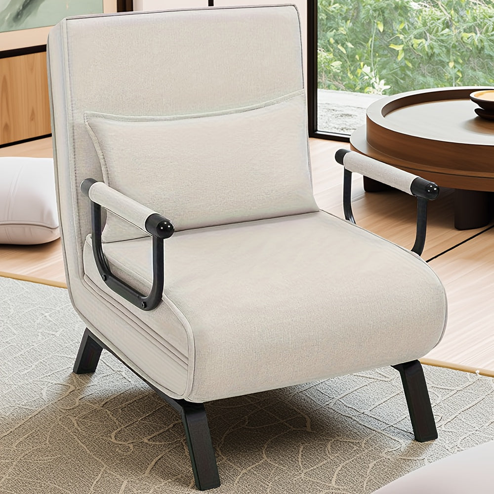 1pc Chaise de salle à manger élégante, canapé-lit 3 en 1, lit de visite, fauteuil pliant avec dossier réglable, coussin amovible, convient pour chambre à coucher, salon, bureau, capacité de charge de 150 kg