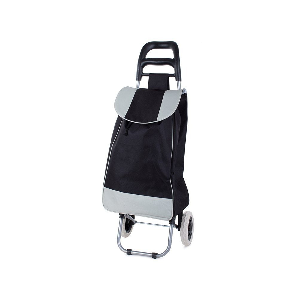 Chariot de courses pliable avec roues, robuste et spacieux, avec poche et poignées, pratique pour transporter des courses lourdes, base stable, grandes roues et poignée durable, en matériau imperméable, facile à nettoyer, poche pour verrouillage ou portef