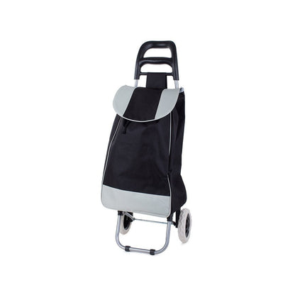 Chariot de courses pliable avec roues, robuste et spacieux, avec poche et poignées, pratique pour transporter des courses lourdes, base stable, grandes roues et poignée durable, en matériau imperméable, facile à nettoyer, poche pour verrouillage ou portef