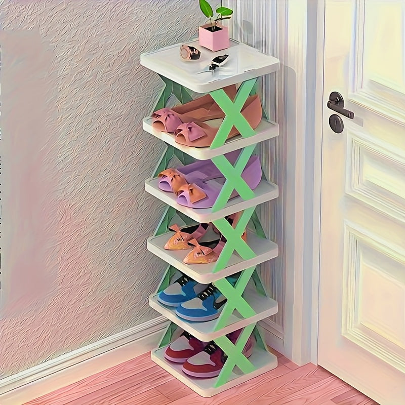 Organisateur d'étagère à chaussures d'angle peu encombrant - Étagère en plastique robuste haute et étroite à 6/9 niveaux pour 6/9 paires de chaussures et de bottes, Rangement polyvalent pour entrée, placard, garage, salon, Rangement d'organisateur de chau