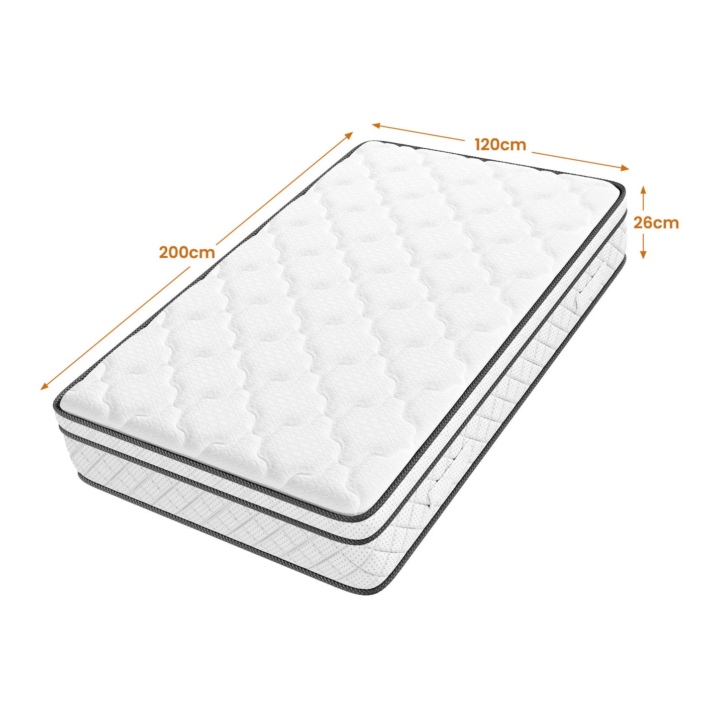 Matelas Hybride en Mousse Respirante avec Ressorts Encapsulés Individuels - Collection Classique à Surmatelas Moyennement Ferme
