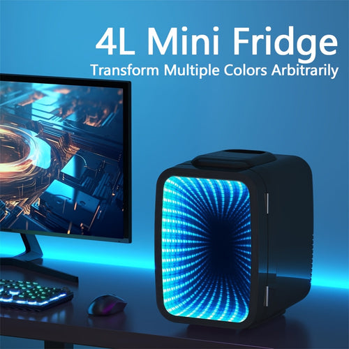 AISUTHA Mini Réfrigérateur Multifonction 4L avec Lumières LED Réglables pour Chauffage et Refroidissement, Réfrigérateur Beauté, Idéal pour Chambres, Bureaux, Salles de Jeux et Voitures, Choix Parfait pour Cadeau de Noël