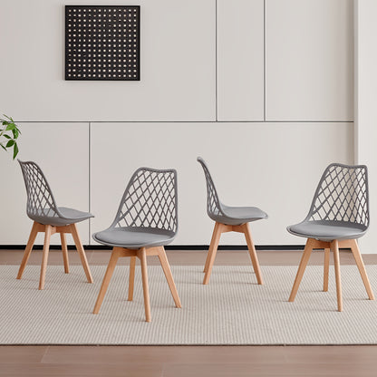 EGOONM Ensemble de 6 chaises de salle à manger, chaises de cuisine scandinaves - Design de dossier coquillage découpé, coussin en similicuir et pieds en bois de hêtre