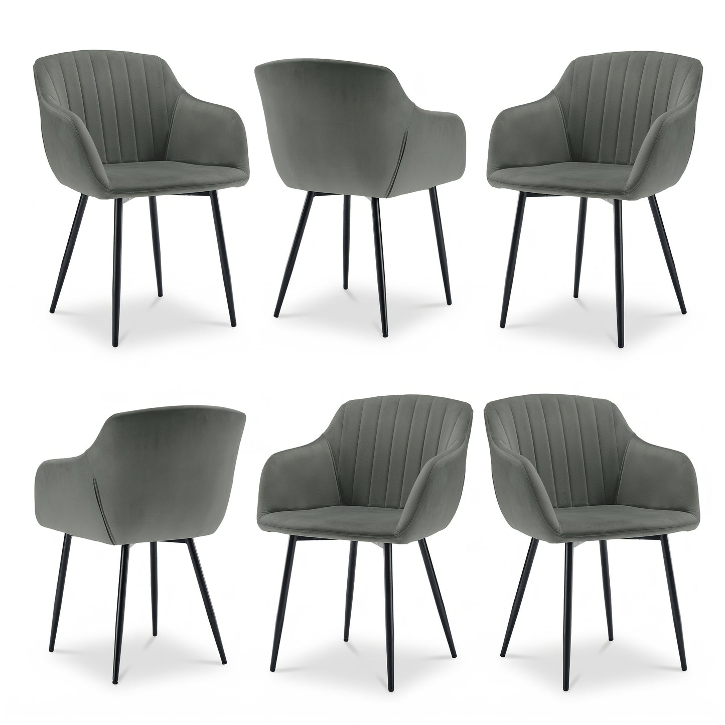 Chaises de salle à manger élégantes avec accoudoirs et soutien lombaire pour salon, cuisine et chambre, offrant un grand confort - Disponibles par lots de 2, 4 ou 6