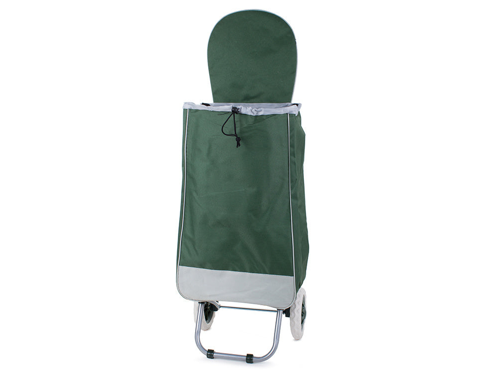 Chariot de courses pliable avec roues, robuste et spacieux, avec poche et poignées, pratique pour transporter des courses lourdes, base stable, grandes roues et poignée durable, en matériau imperméable, facile à nettoyer, poche pour verrouillage ou portef