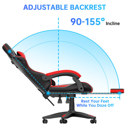 Gartistgo Chaise Gaming Ergonomique - Chaises Gaming avec Coussin Lombaire + Appui-Tête, Chaise de Bureau & Ordinateur Rehausseable pour Adultes, Filles, Garçons (Avec Repose-Pieds)