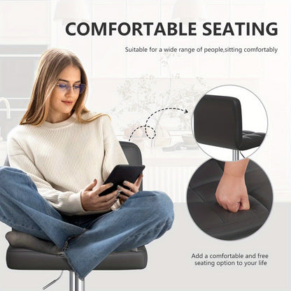 Ensemble de 2 tabourets de bar, tabourets de bar pivotants réglables en cuir PU, chaise de réception, tabourets de comptoir modernes avec dossier et repose-pieds, tabourets de bar de hauteur de comptoir adaptés pour bureau, bar, cuisine, salle à manger