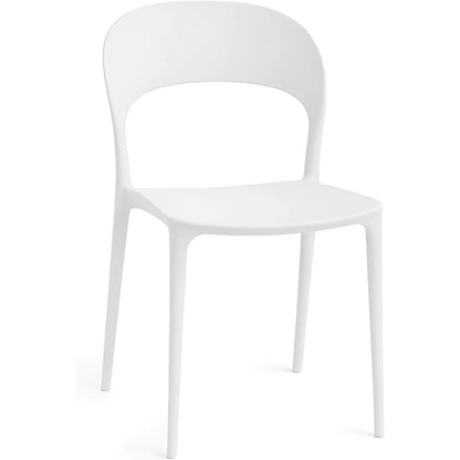 Baroni Home Lot de 4 chaises en plastique blanc – Empilables, prêtes à l'emploi sans assemblage requis, faciles à nettoyer, avec pieds antidérapants pour une stabilité accrue – Idéales pour cuisine, salon, salle à manger, jardin, terrasse ou balcon – Assi