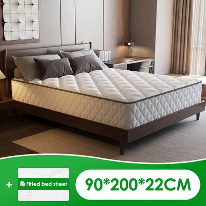 Matelas Carroltt 90x200/90x190, Hauteur 25cm/22cm, Matelas Ergonomique 7 zones, Matelas Premium à Ressorts à Sacs, Matelas à Ressorts avec Drap Housse, Niveau de Fermeté H3, Matelas pour Adultes, Cadeau Parfait