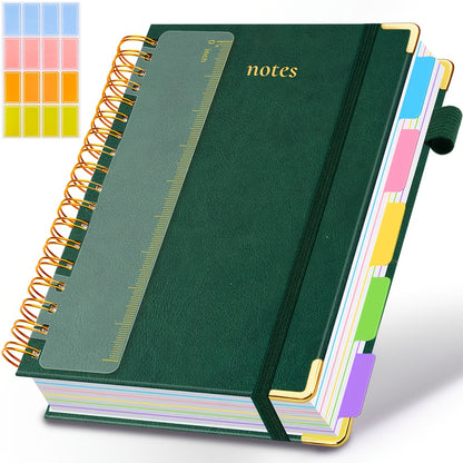 Carnet à spirale A5 avec règle - Journal à couverture rigide de 300 pages, papier épais 100 g/m², style vintage, lignes horizontales, couverture en simili-cuir rose, idéal pour le travail, l'école et l'université, Carnets